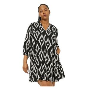 Torrid Black and White Geometric Mini Dress